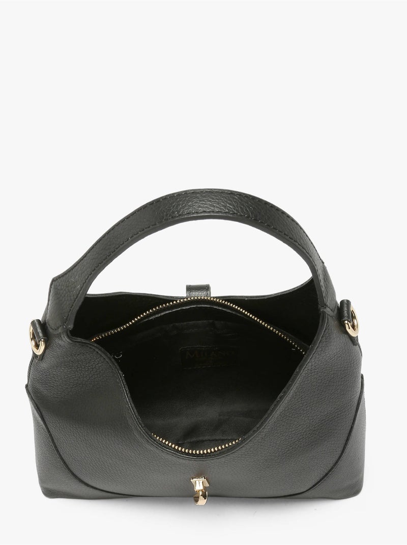 Sac bandoulière caviar cuir milano cuir de vachette Noir Noir - Kiabi