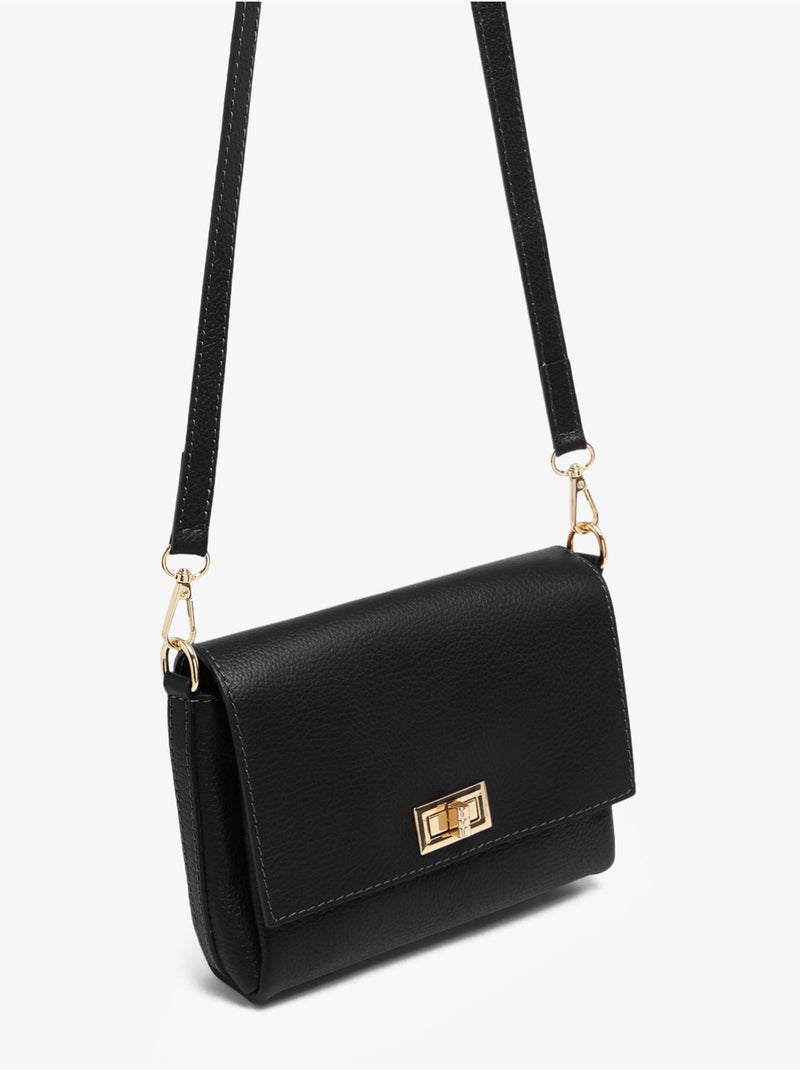 Sac bandoulière caviar cuir milano cuir de vachette Noir Noir - Kiabi