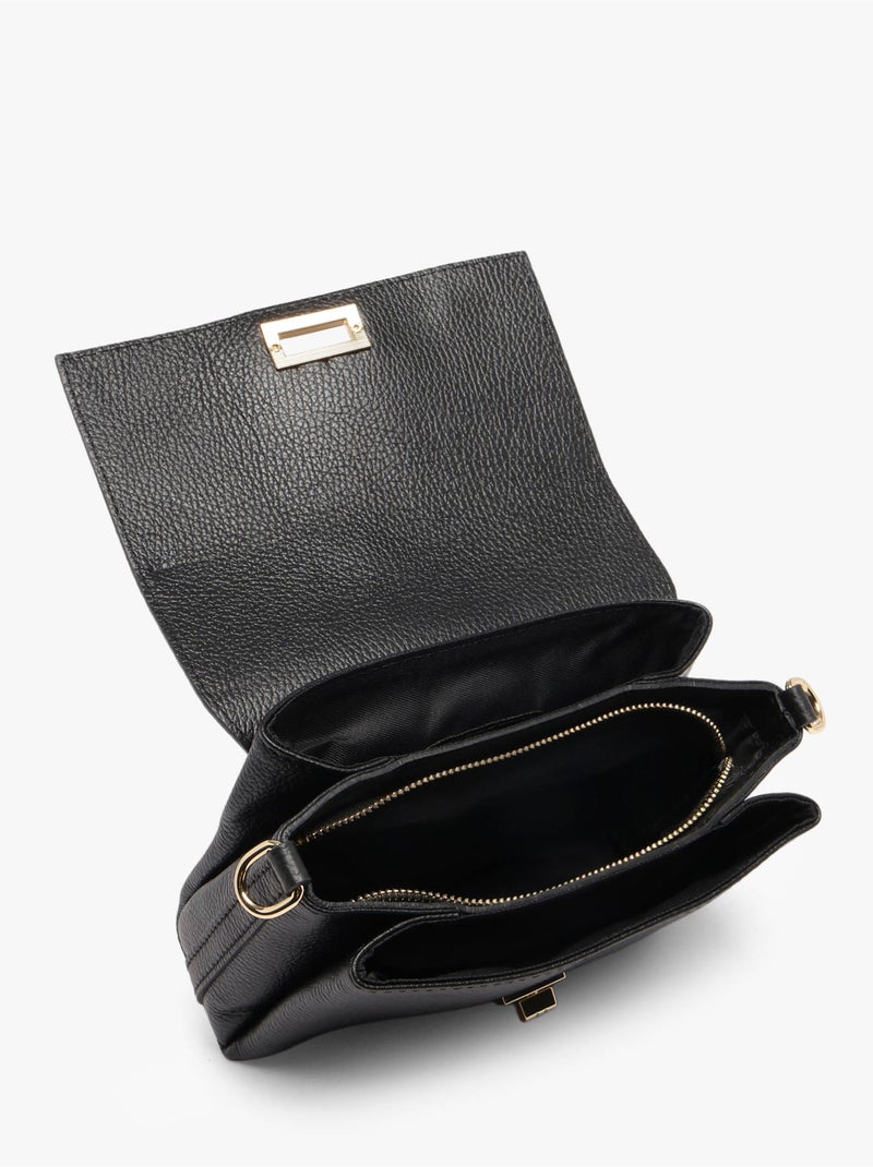 Sac bandoulière caviar cuir milano cuir de vachette Noir Noir - Kiabi
