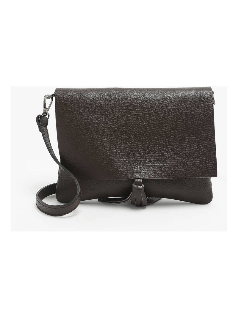 Sac Bandoulière Caviar Cuir Milano Cuir De Vachette Noir Rouge Noir - Kiabi