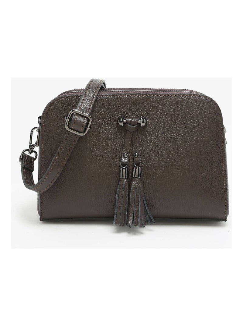 Sac Bandouliere Caviar Cuir Milano Cuir De Vachette Noir Rouge Noir - Kiabi