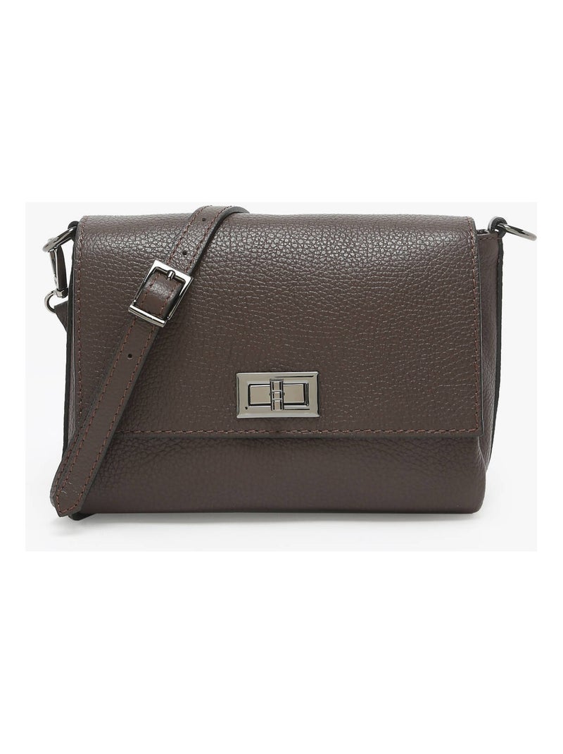 Sac Bandoulière Caviar Cuir Milano Cuir De Vachette Noir Rouge Noir - Kiabi