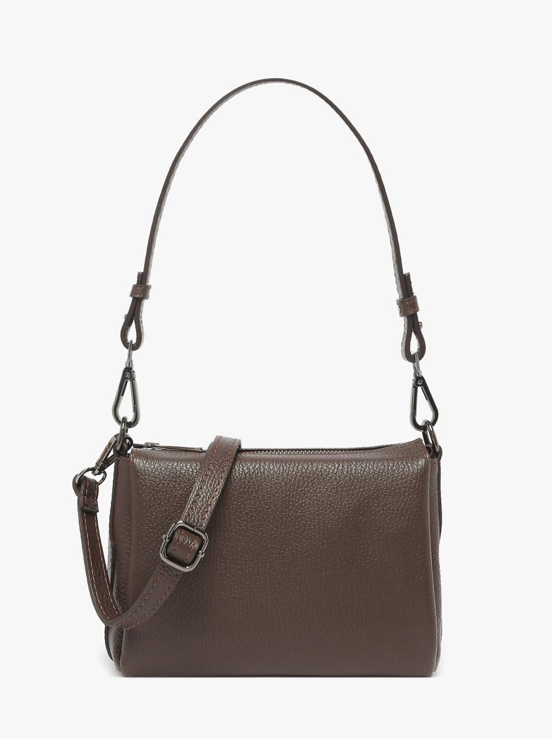 Sac Bandoulière Caviar Cuir Milano Cuir De Vachette Noir Rouge Noir - Kiabi