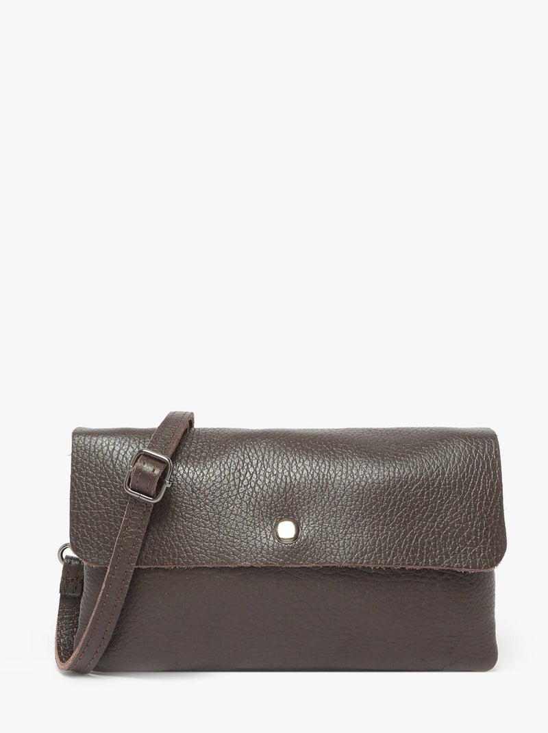 Sac Bandoulière Caviar Cuir Milano Cuir De Vachette Noir Rouge Noir - Kiabi