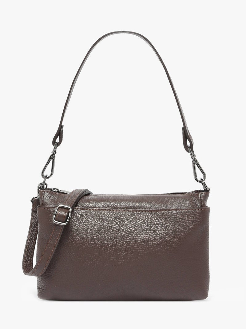 Sac Bandoulière Caviar Cuir Milano Cuir De Vachette Noir Rouge Noir - Kiabi