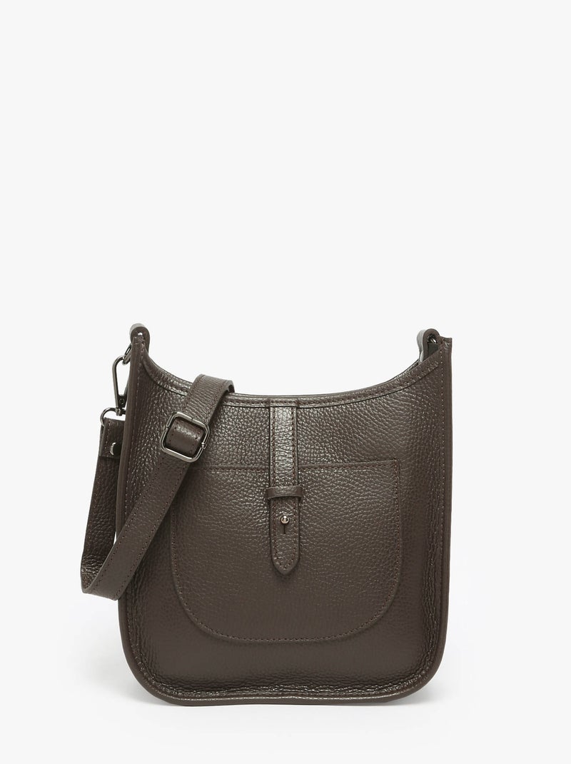 Sac Bandoulière Caviar Cuir Milano Cuir De Vachette Noir Rouge Noir - Kiabi