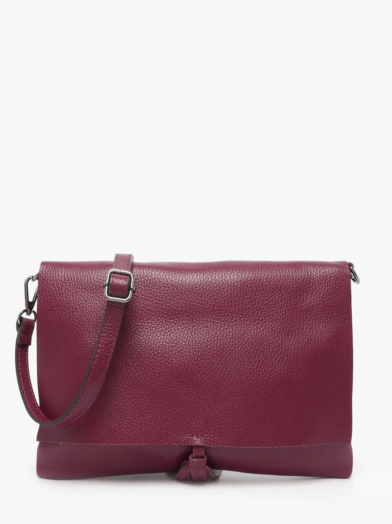 Sac Bandoulière Caviar Cuir Milano Cuir De Vachette Rouge cerise - Kiabi