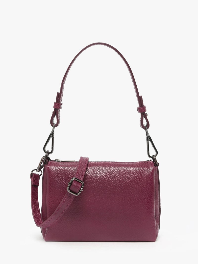 Sac Bandoulière Caviar Cuir Milano Cuir De Vachette Rouge cerise - Kiabi