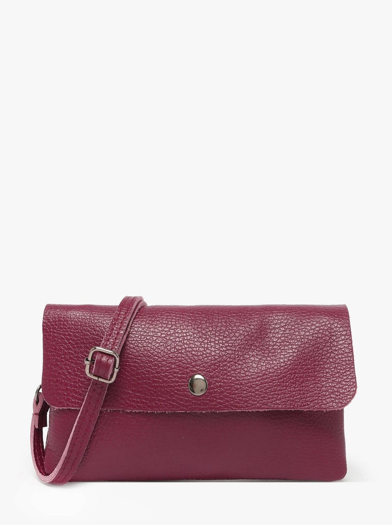 Sac Bandoulière Caviar Cuir Milano Cuir De Vachette Rouge cerise - Kiabi