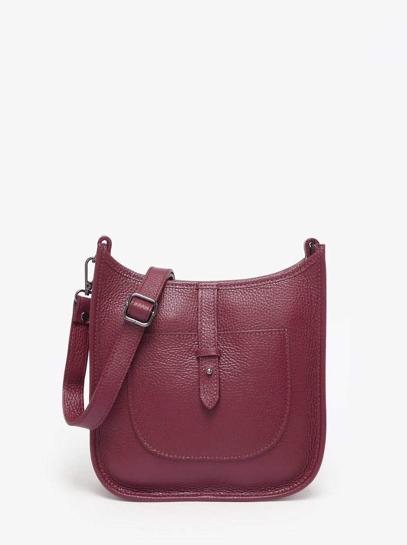 Sac Bandoulière Caviar Cuir Milano Cuir De Vachette Rouge cerise - Kiabi