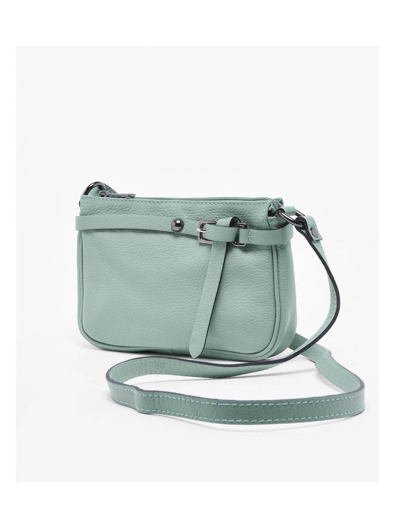 Sac Bandoulière Caviar Cuir Milano Cuir De Vachette Vert d'eau - Kiabi
