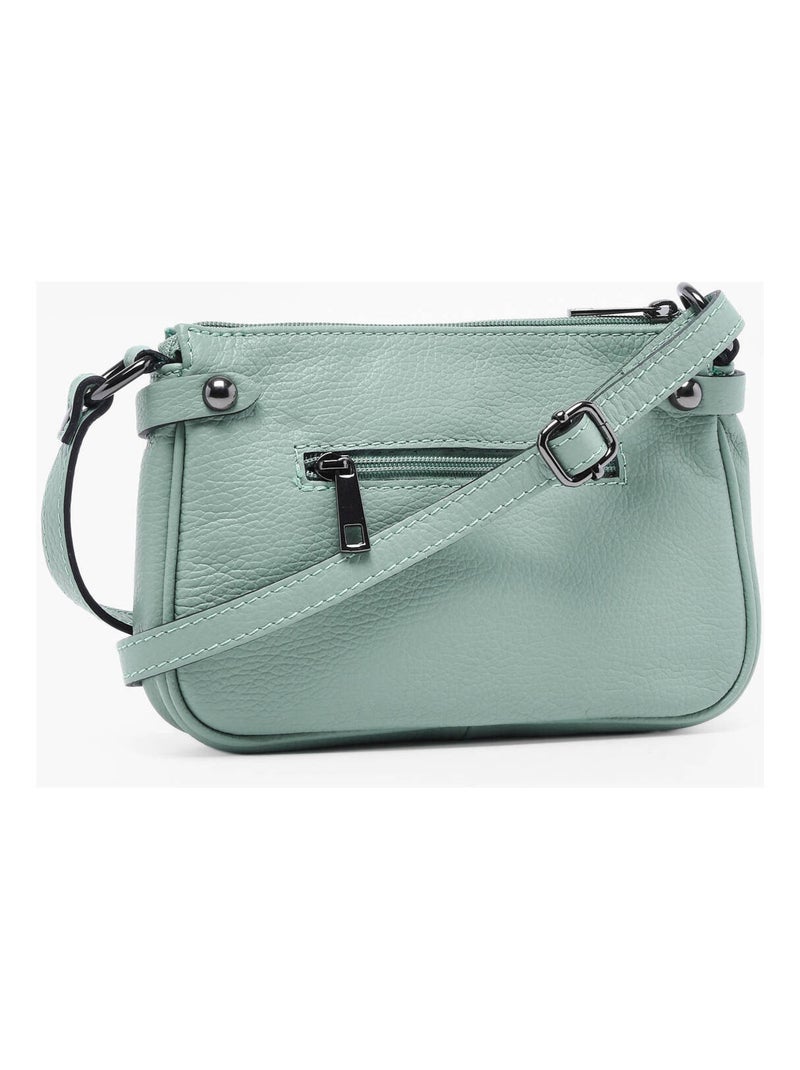 Sac Bandoulière Caviar Cuir Milano Cuir De Vachette Vert d'eau - Kiabi