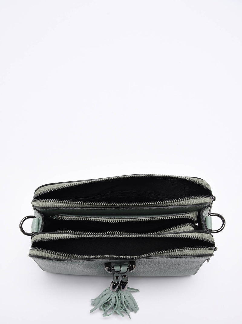 Sac Bandouliere Caviar Cuir Milano Cuir De Vachette Vert kaki clair - Kiabi