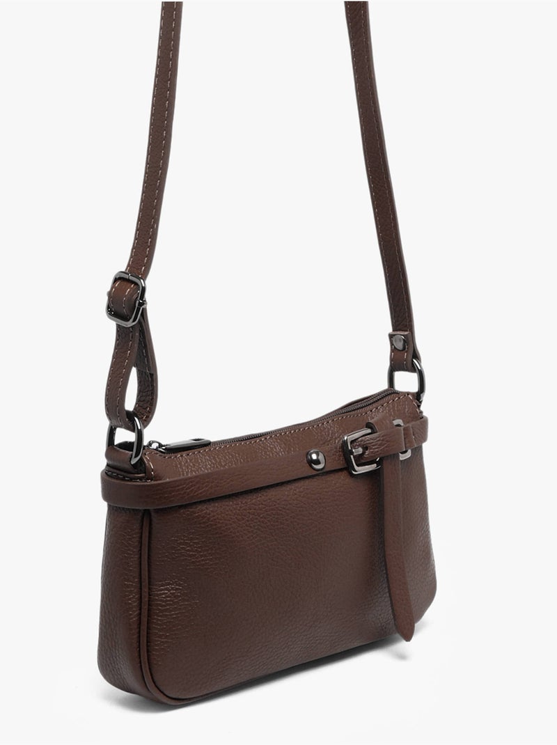 Sac bandoulière caviar milano cuir de vachette Noir Rouge Noir - Kiabi
