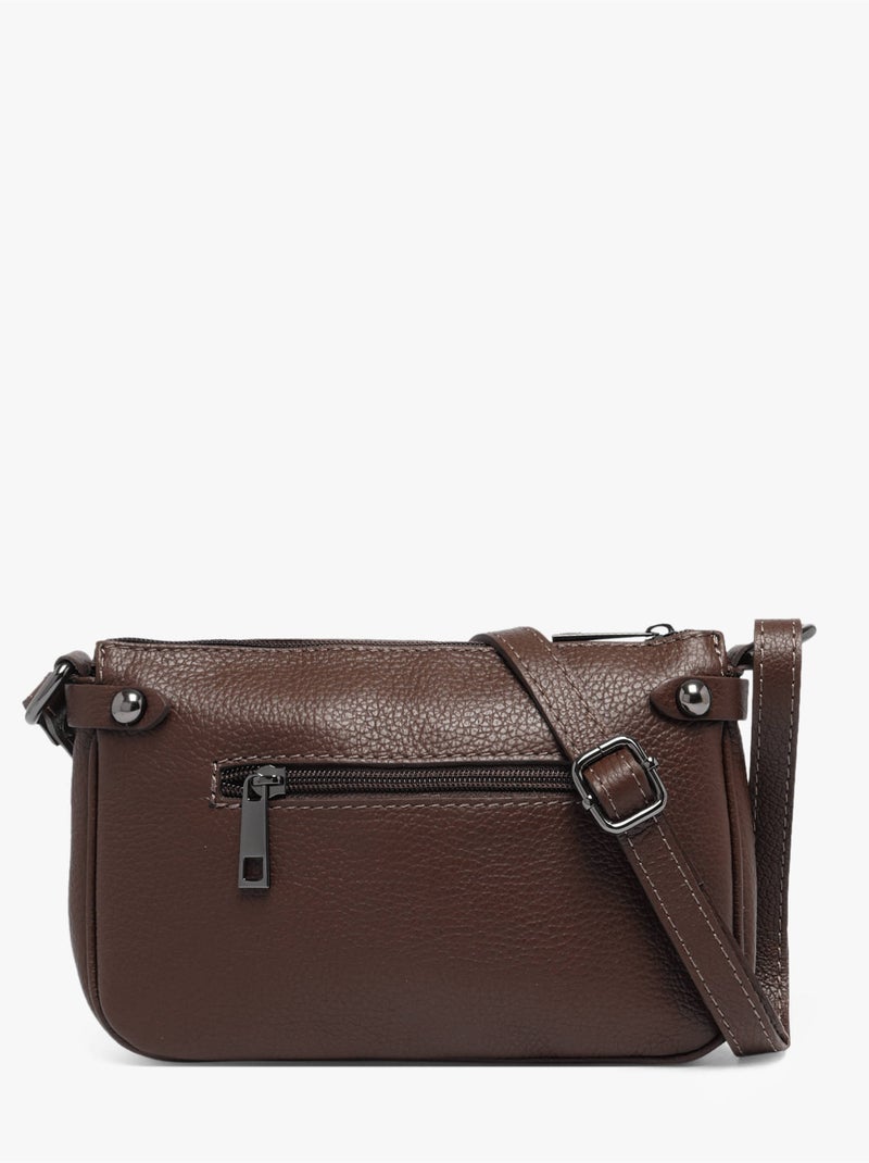 Sac bandoulière caviar milano cuir de vachette Noir Rouge Noir - Kiabi