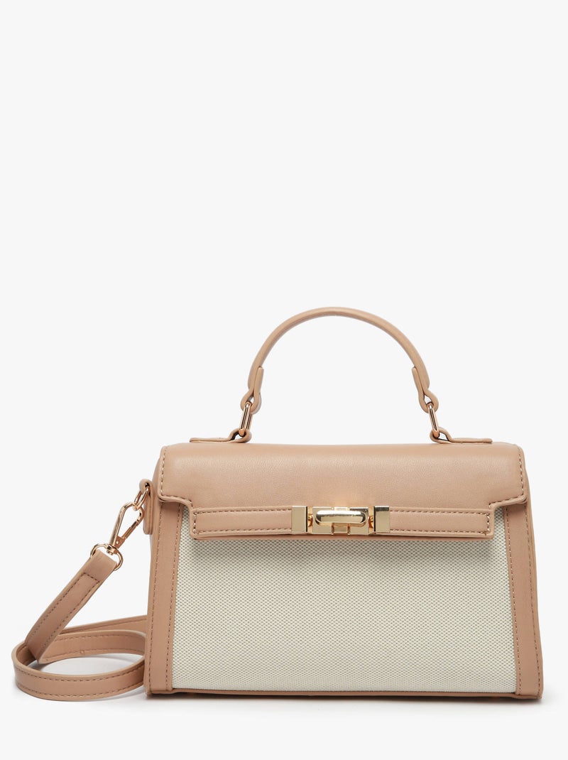 Sac Bandoulière Chic Miniprix Toile Enduite Blanc Marron - Kiabi