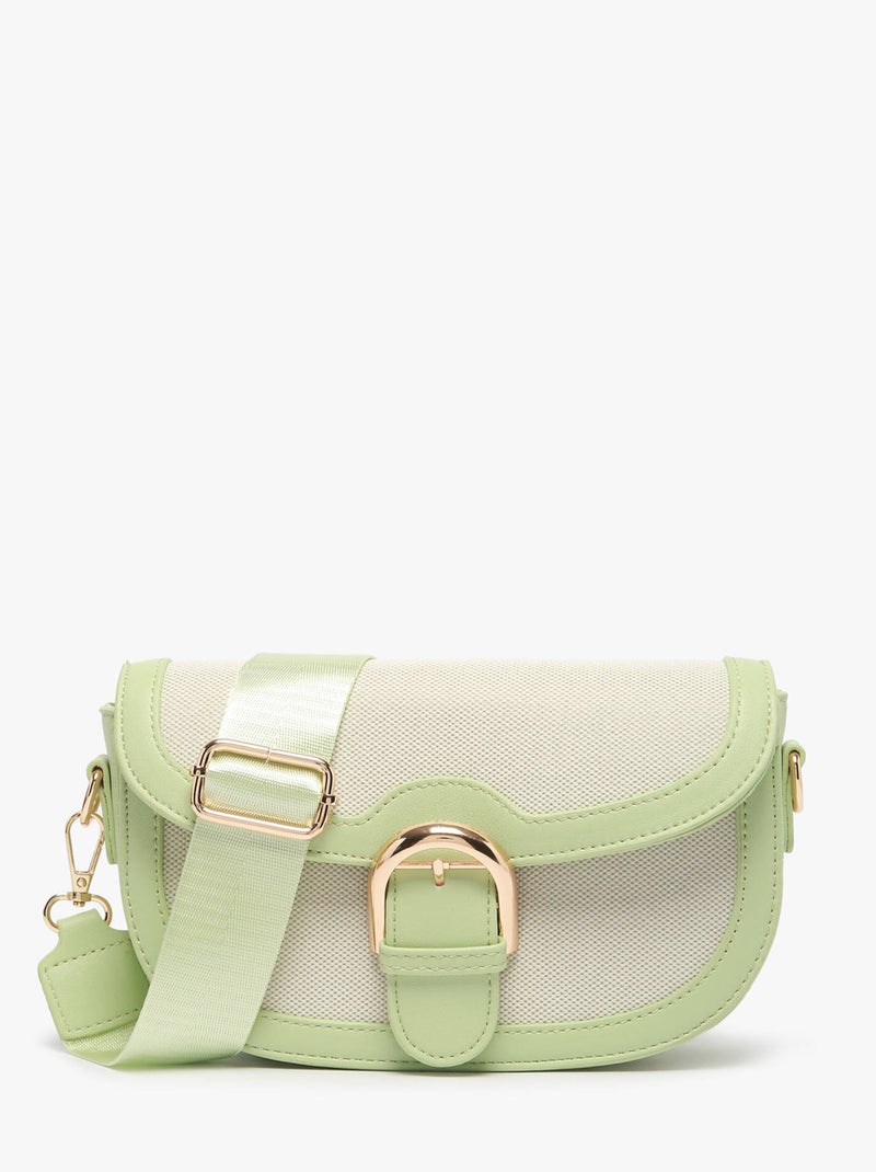 Sac Bandoulière Chic Miniprix Toile Enduite Blanc Vert - Kiabi