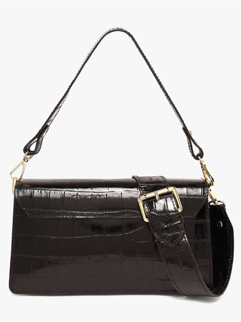 Sac bandoulière cocco balo cuir milano cuir de vachette Noir Noir - Kiabi