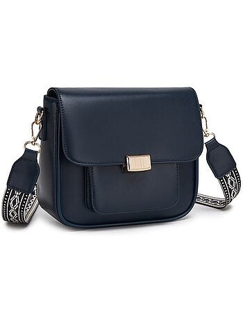 Sac bandoulière compact cuir pu lisse 23x8,5x19 cm - miss lulu