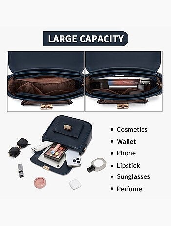 Sac bandoulière compact cuir pu lisse 23x8,5x19 cm - miss lulu