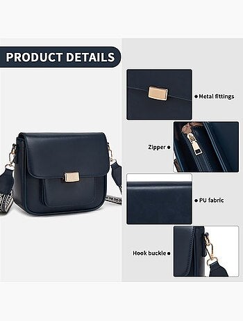 Sac bandoulière compact cuir pu lisse 23x8,5x19 cm - miss lulu