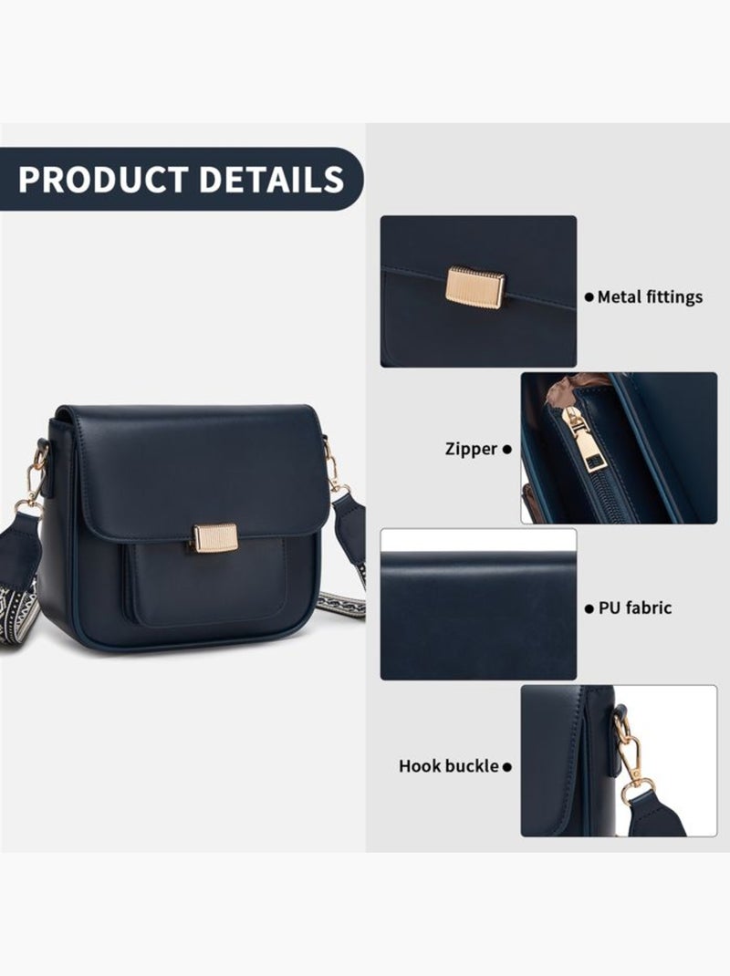 Sac bandoulière compact cuir pu lisse 23x8,5x19 cm - miss lulu Bleu - Kiabi