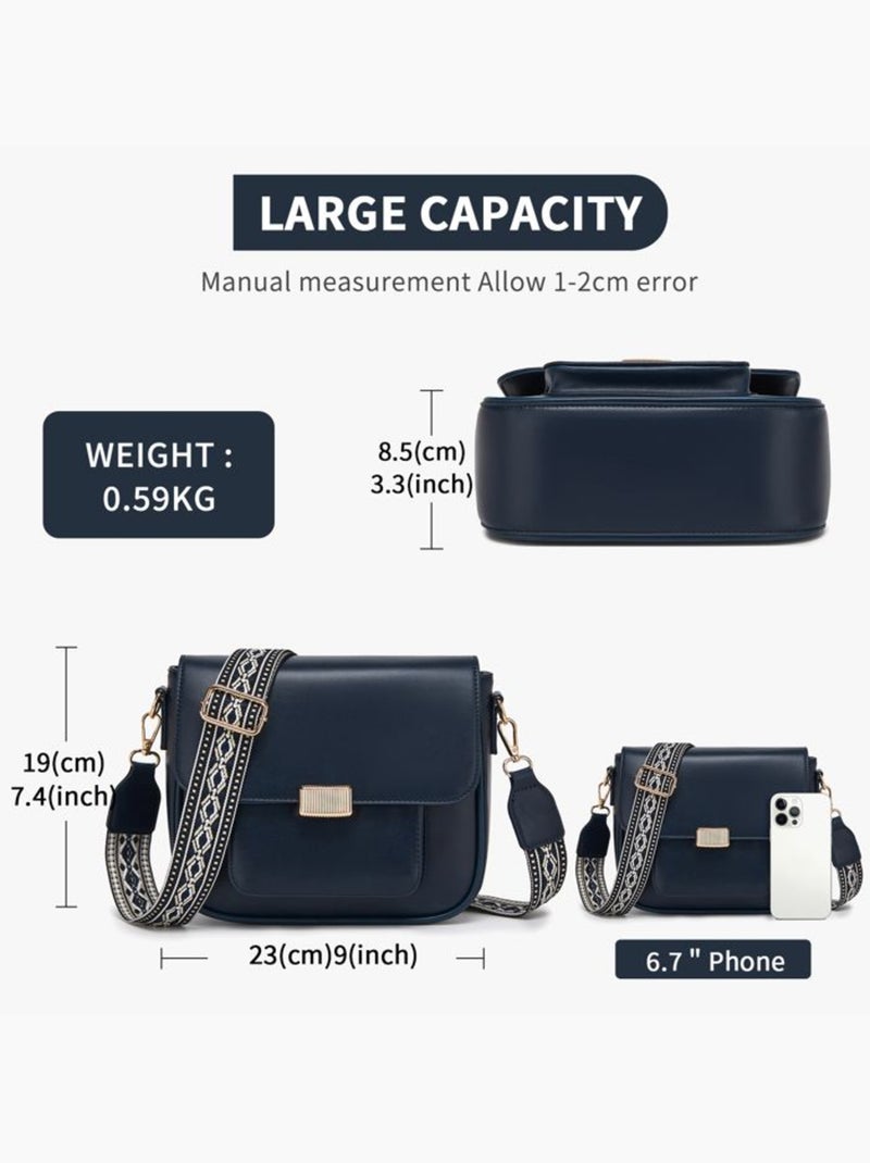 Sac bandoulière compact cuir pu lisse 23x8,5x19 cm - miss lulu Bleu - Kiabi