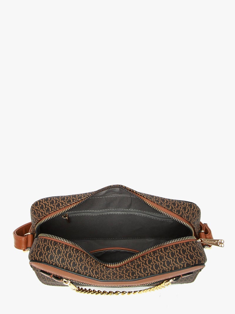 Sac Bandoulière Cr Miniprix Toile Enduite Marron - Kiabi