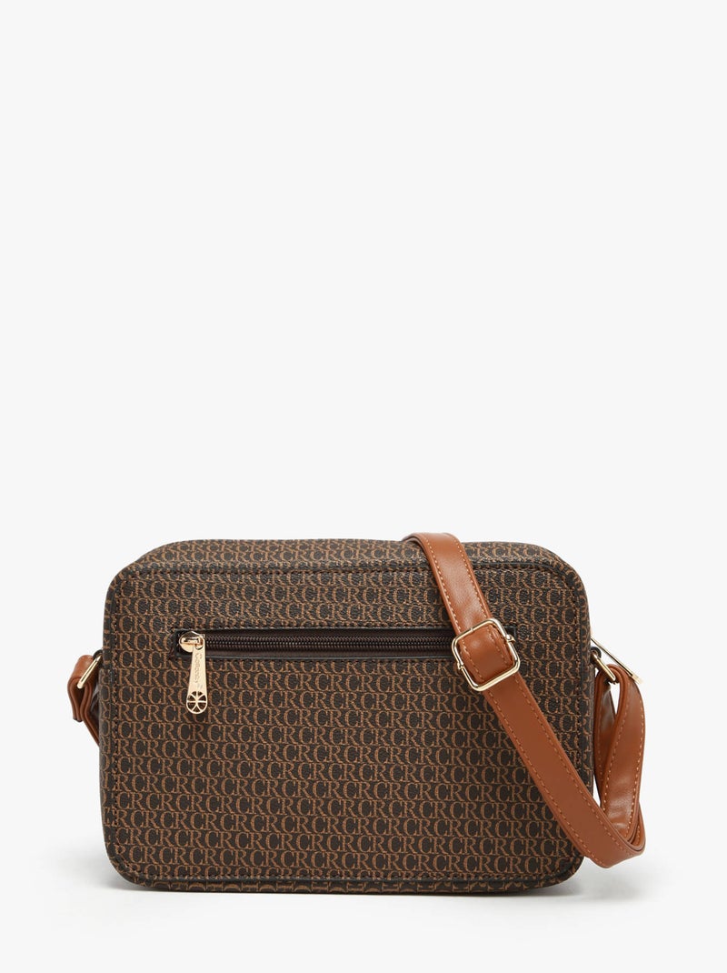 Sac Bandoulière Cr Miniprix Toile Enduite Marron - Kiabi