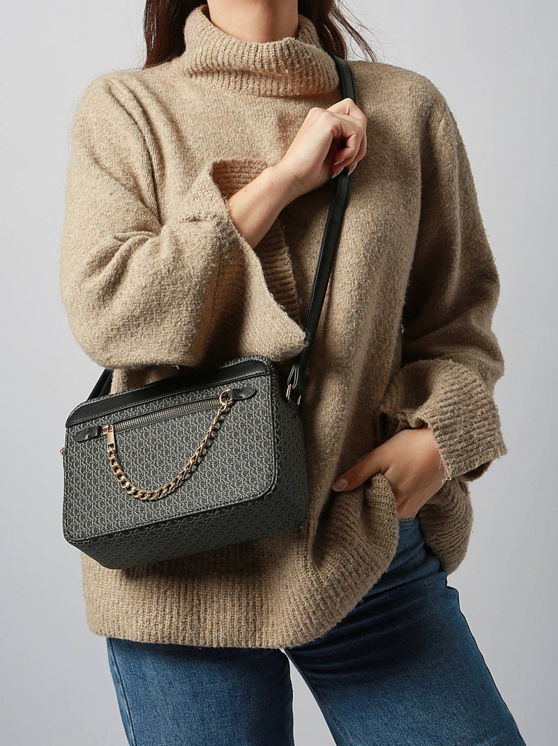 Sac Bandoulière Cr Miniprix Toile Enduite Noir - Kiabi