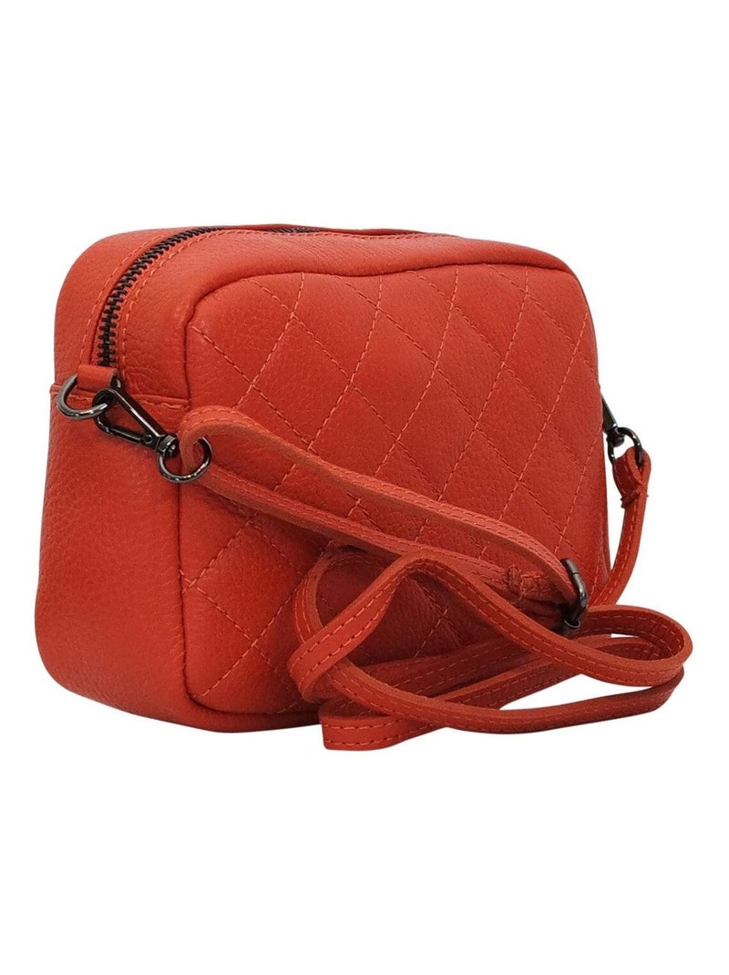 Sac bandoulière cuir ALMA Orange - Kiabi