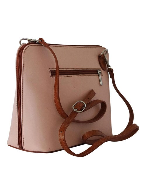 Sac bandoulière cuir bi-color italien - Kiabi