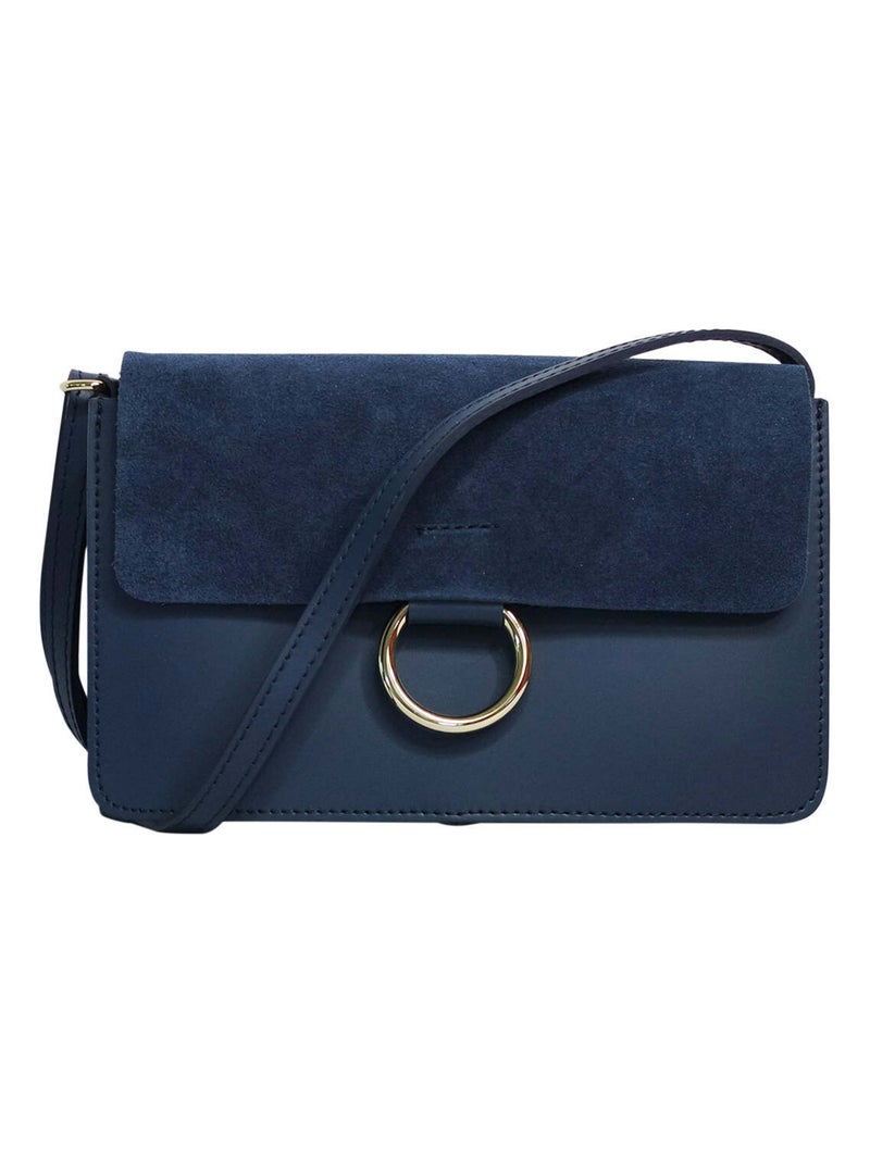Sac bandoulière cuir CUENCA Bleu marine - Kiabi