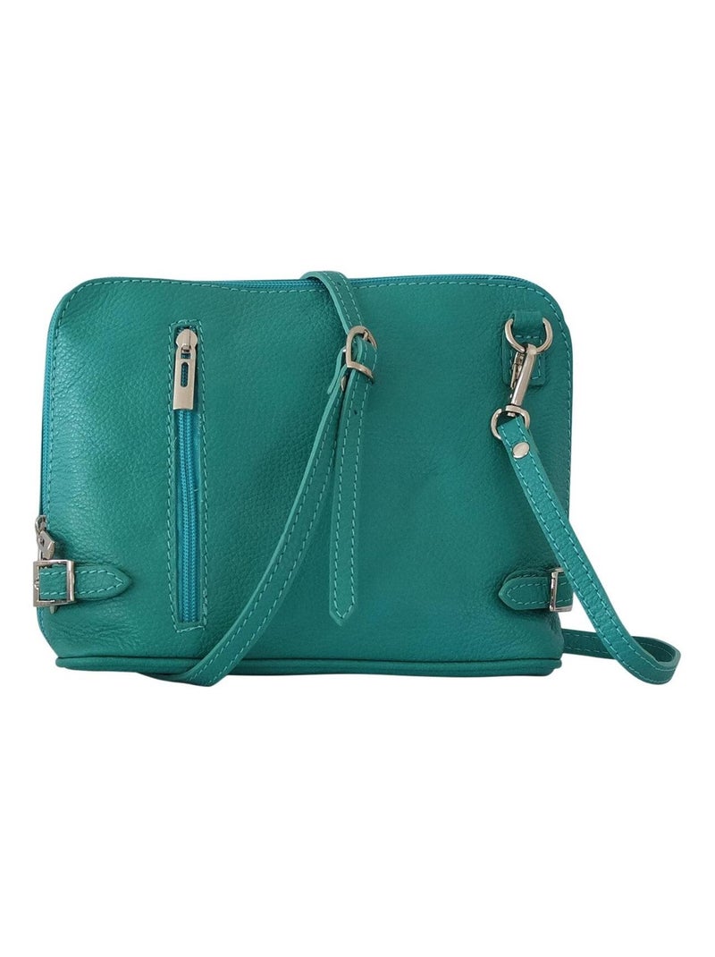 Sac bandoulière cuir italien CALINE Bleu turquoise - Kiabi