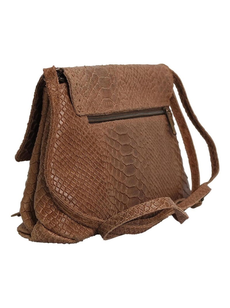 Sac bandoulière cuir NAIS Taupe - Kiabi