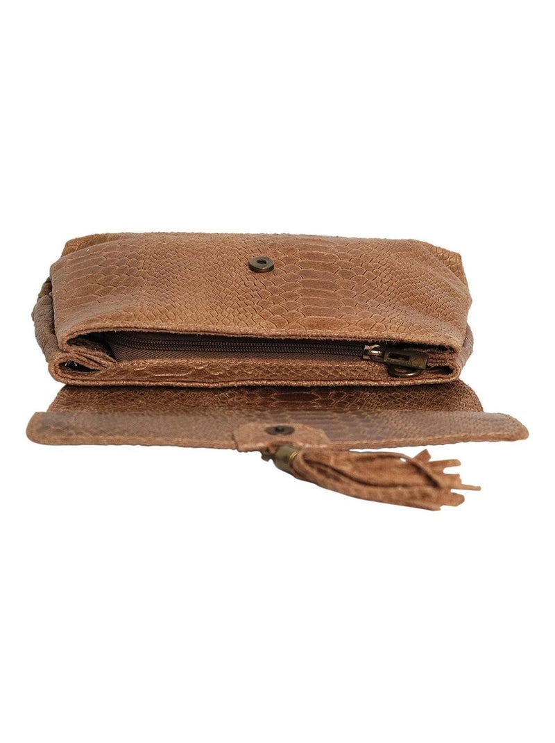 Sac bandoulière cuir NAIS Taupe - Kiabi