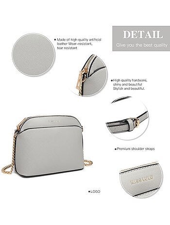 Sac bandoulière cuir pu réglable 22x17x9 cm - miss lulu
