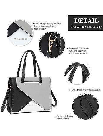 Sac bandoulière cuir pu tricolore 26x9x21 cm - miss lulu
