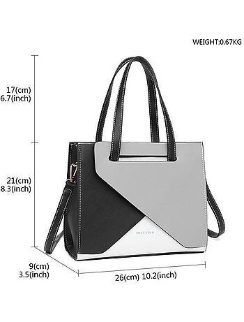 Sac bandoulière cuir pu tricolore 26x9x21 cm - miss lulu