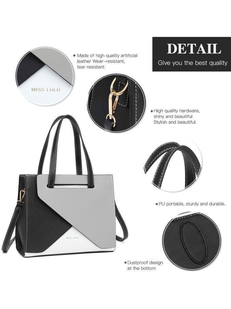 Sac bandoulière cuir pu tricolore 26x9x21 cm - miss lulu Gris - Kiabi