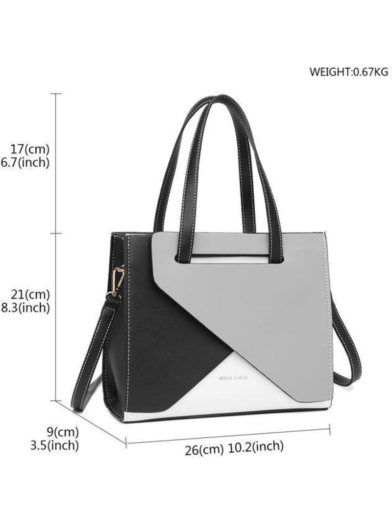 Sac bandoulière cuir pu tricolore 26x9x21 cm - miss lulu Gris - Kiabi