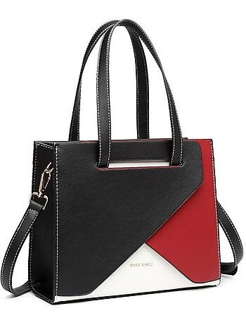 Sac bandoulière cuir pu tricolore 26x9x21 cm - miss lulu