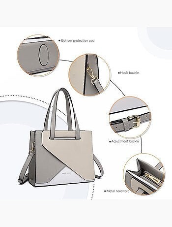 Sac bandoulière cuir synthétique tricolore 26x9x21 cm - miss lulu