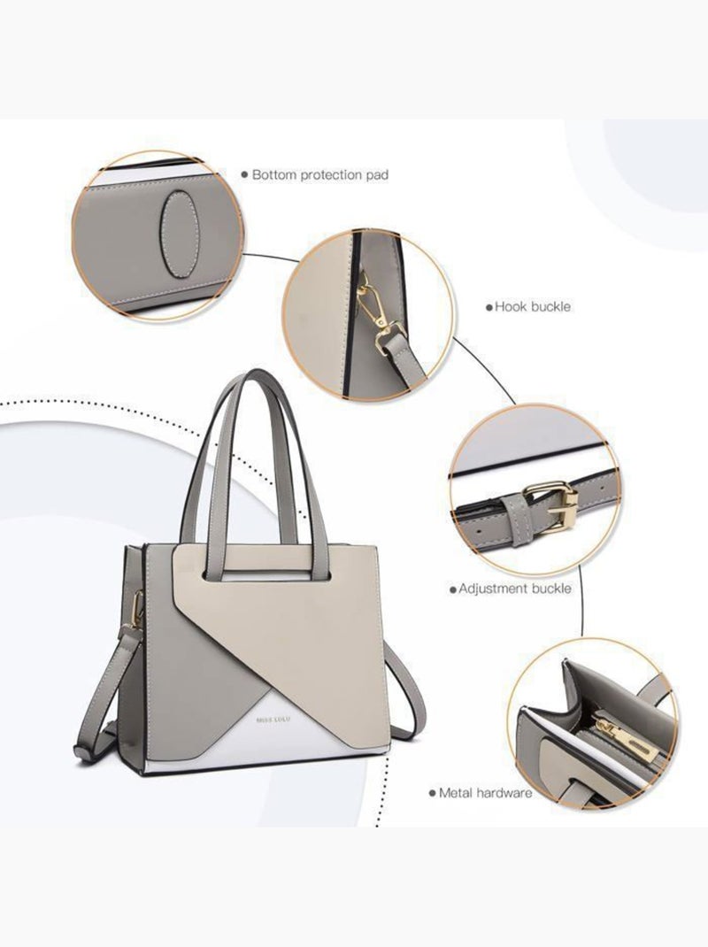 Sac bandoulière cuir synthétique tricolore 26x9x21 cm - miss lulu Gris - Kiabi