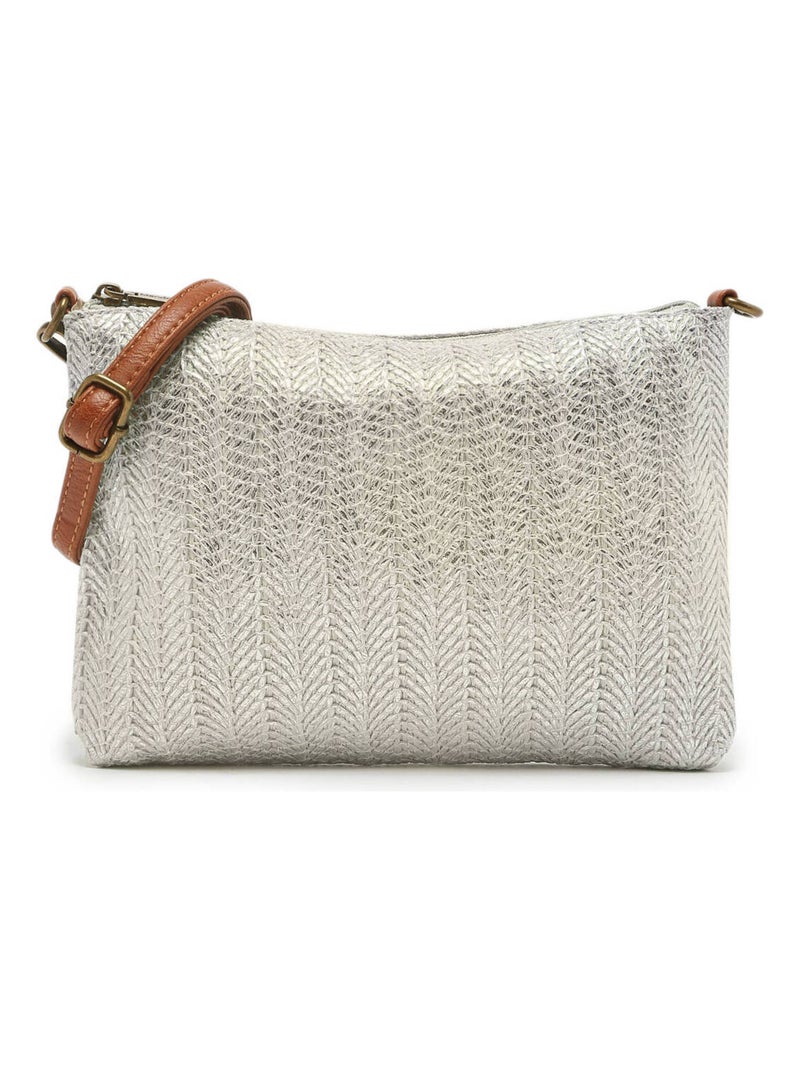 Sac Bandouliere Daphne Miniprix Papier Tresse Garni Synt Argent - Kiabi