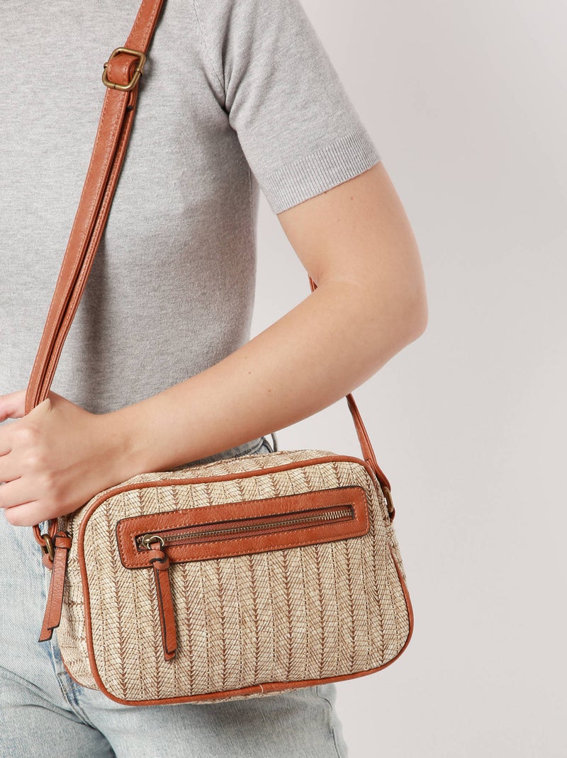 Sac Bandoulière Daphne Miniprix Papier Tresse Garni Synt Beige - Kiabi