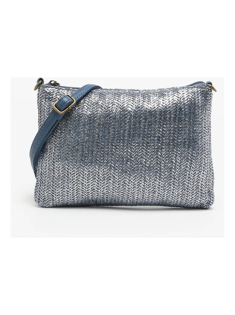 Sac Bandouliere Daphne Miniprix Papier Tresse Garni Synt Bleu ardoise - Kiabi
