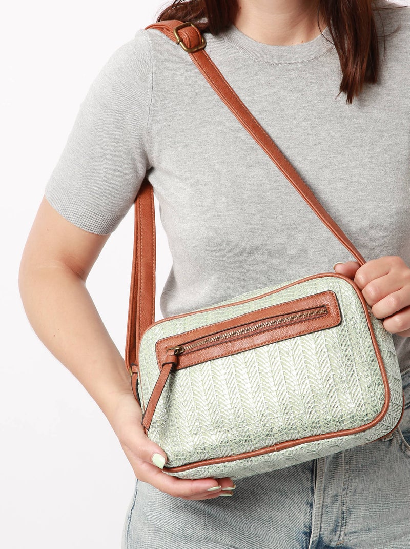 Sac Bandoulière Daphne Miniprix Papier Tresse Garni Synt Bleu azur - Kiabi