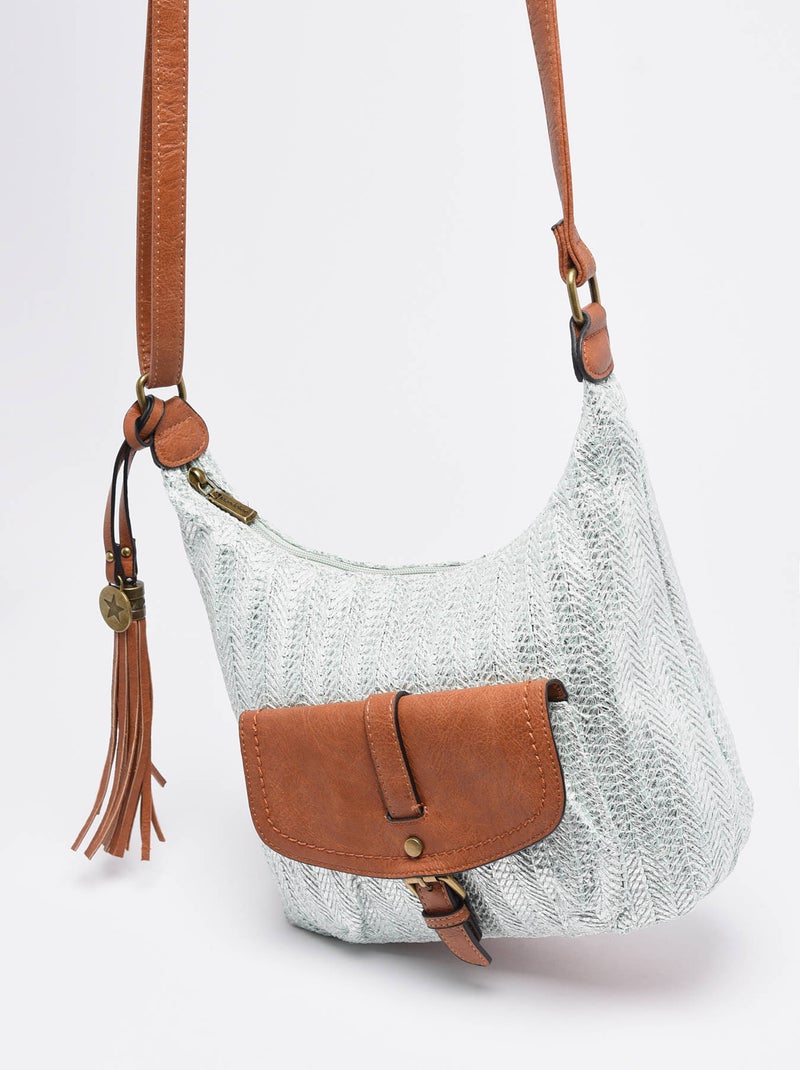 Sac Bandouliere Daphne Miniprix Papier Tresse Garni Synt Bleu azur - Kiabi