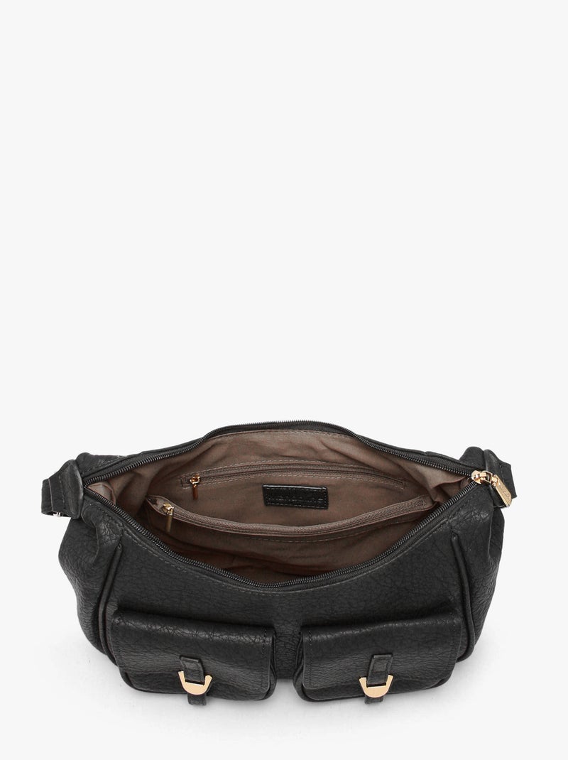 Sac Bandoulière Edgy Miniprix Toile Enduite Noir - Kiabi